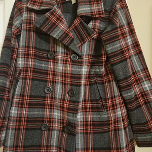 Cabela's Red and Black Plaid Pea Coat